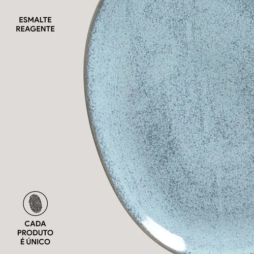 Conjunto com 6 Pratos Rasos Orgânico Breeze Oval 31 x 24 x 2,5 cm Azul Porto Brasil