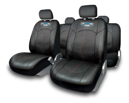 Cubreasiento Funda Ecocuero Líneas Rojas Geely Logo Bordado