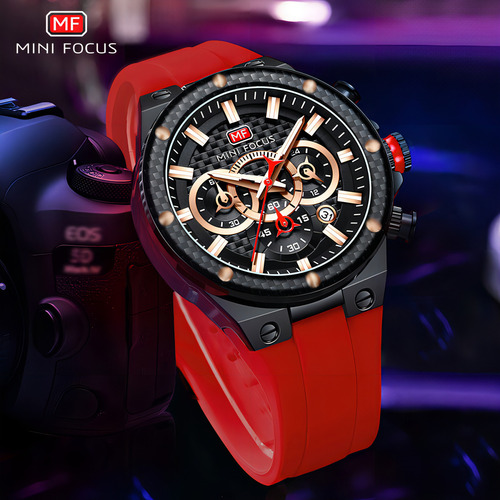 Reloj Cronógrafo De Cuarzo Luminous Mini Focus, Color De La Correa: Rojo