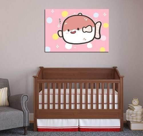 Cuadro 50x75cm Pez Kawaii Tierno Dulce Bebe Niños Infantil