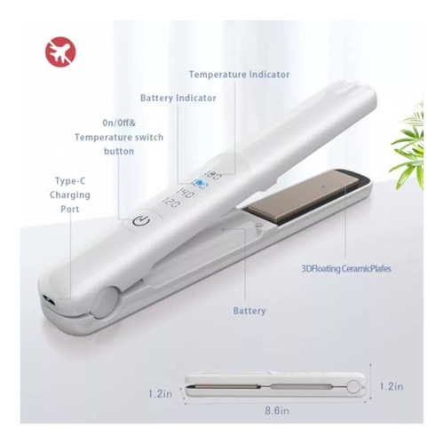 Plancha De Cabello Inalámbrica Recargable