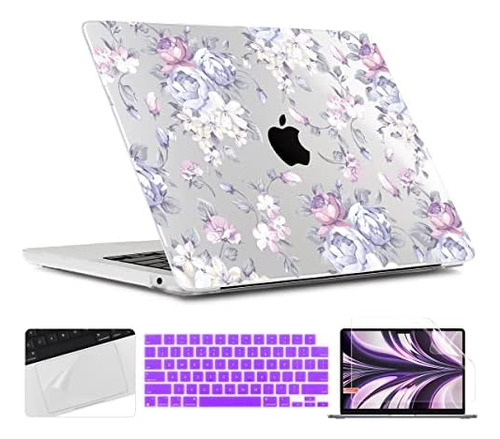 Funda Twolskoo Para Macbook Air 13 M2 + C/teclado Peony1