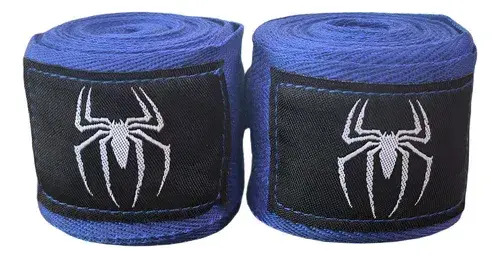 2pcs Vendas De Boxeo 5m Con Pegatinas Mágicas Muay Thai Mma Ufc Kickboxing Diseño De Araña Azul Entrenamiento Elasticas Deportivas Mma Vendas Gym Venda De Box Semielasticas Vendaje Deportivo