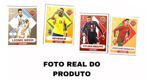 Lote com 4 Figurinhas Extras Legend Bronze (Neymar + Messi + CR7 + Mbappé)  da Copa do Mundo do Qatar 2022 - Itens de Coleção Difíceis