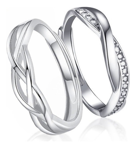 Anillos Compromiso Parejas Infinito Amor Plata Fina 925