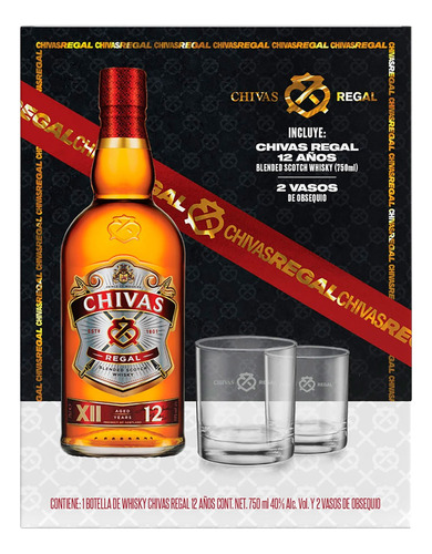 Whisky 12 Chivas Regal 750ml C/vasos