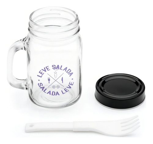 Caneca Pote Com Garfo - Leve Salada - Ludi Cor Transparente