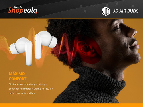 Imagen 4 de 8 de Auricular Inalambrico In Ear Bluetooth Jd Air Buds Blanco -*