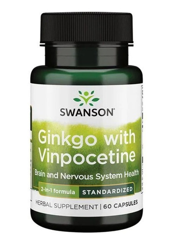 Ginkgo With Vinpocetine Swanson. Formula 2 En 1 60 Capsulas