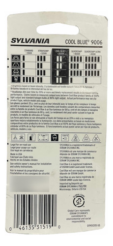 Foco Halógeno Osram Sylvania New Cool Blue 12v Hb4 9006 51w
