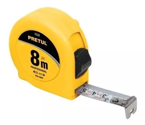 Flexómetro Amarillo 8m Cinta 25mm Cinta de Medir de 8 Metros Amarilla  Flexometro de medición 8