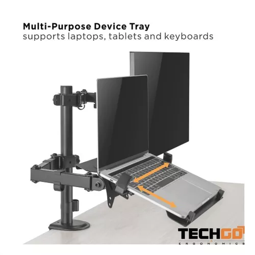 Soporte Dual Escritorio: Monitor + Portátil, Techgo Spml-12