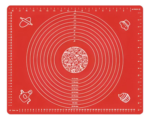 Placa Plancha De Silicona Para Amasar Apta Para Horno 50x40 Rojo