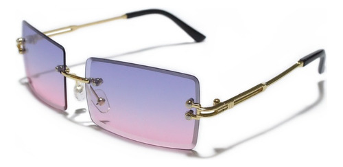 Gafas Sin Marco Uv400 Lente Violeta Rosa Varilla Dorado