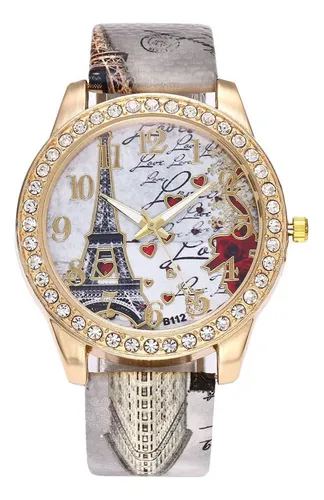Vintage Paris Torre Eiffel Mujeres Moda Reloj Crystal20623