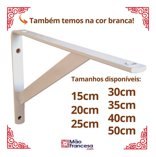Mão Francesa Reforçada 35cm 50un Kit Suporte Para Prateleira
