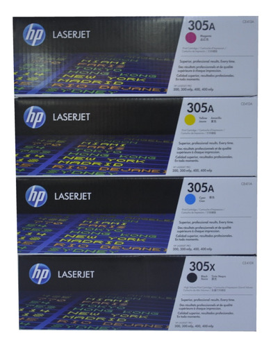 Combo Toner Hp 305 Negro X Y Colores A Originales M300 M400