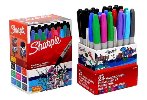 Marcador Sharpie Fine X 24 Unidades + Caja Exhibidora