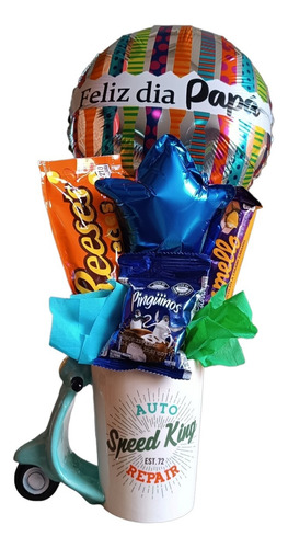 Arreglo De Regalo Combo Scooter Mug (taza + Globos + Chuches