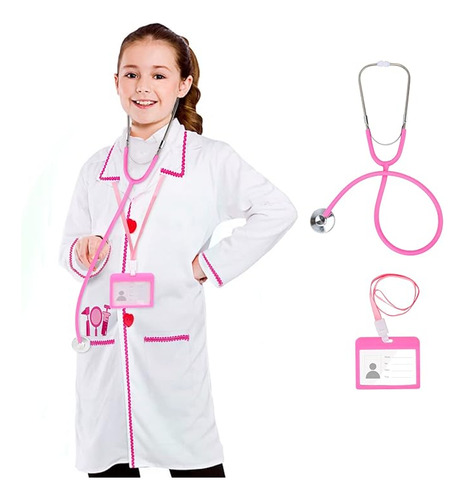 Disfraz Para Niños Bata Laboratorio Con Estetoscopio Trabajo