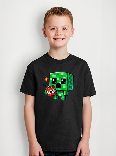 Remera Niño Niña Minecraft Creeper Tnt Personalizada