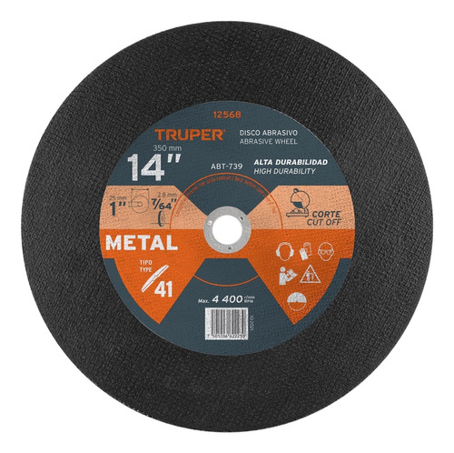 Disco Abrasivo Corte De Metal 1 Mm X 14 Truper 12568 - 5pzas