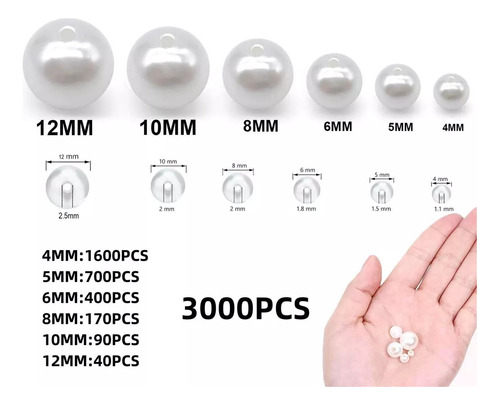 3000pcs Perlas Para Fabricación De Joyas Perlas Con Agujero