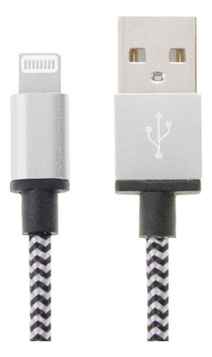 2m Woven Style 8 Pin To Usb Sync Data / Charging Cable
