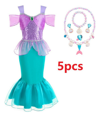 A Disfraz Sirenita Para Niñas Vestido Princesa Ariel Fiesta