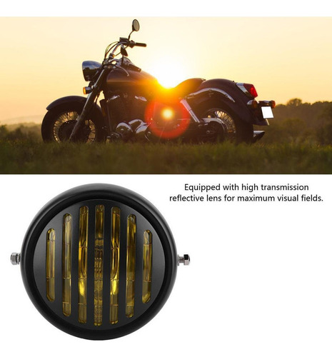 Motocicleta Universal Retro Preto Shell Grill Tampa Farol Fr
