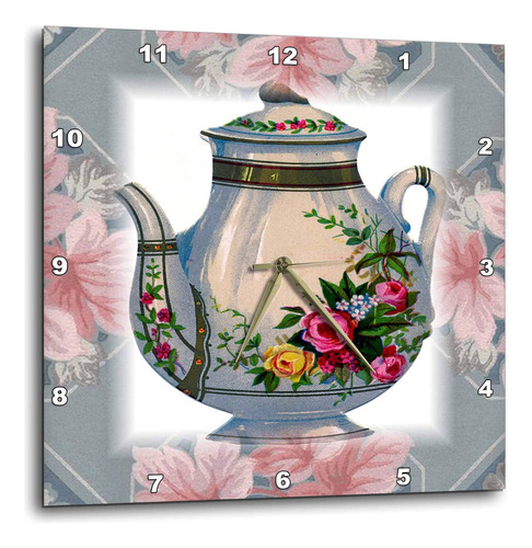 3drose Dpp__1 Reloj De Pared Con Tetera De Flores Victoriana