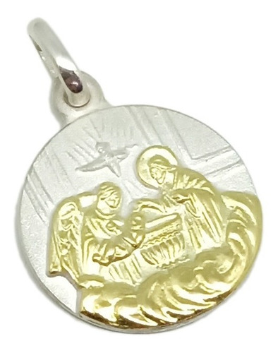 Medalla De Bautismo - Plata 925 Y Oro 18k - 16mm 