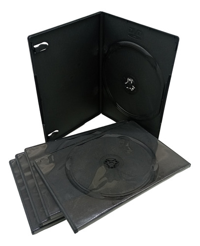 Caja Cd Y Dvd Y Cd Slim Plastica Negra X 25 Unidades