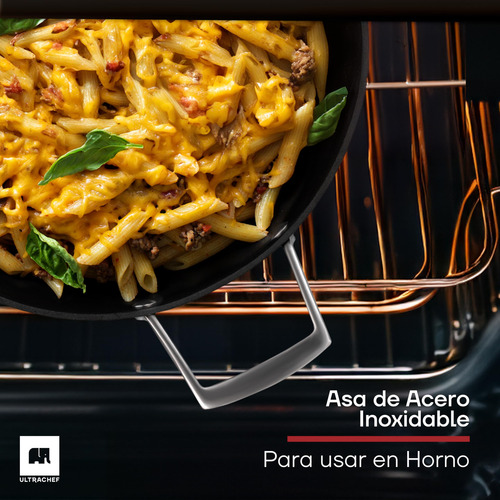 Arrocera Antiadherente 3.8 L Olla Baja 28 Cm Con Mango Inoxi