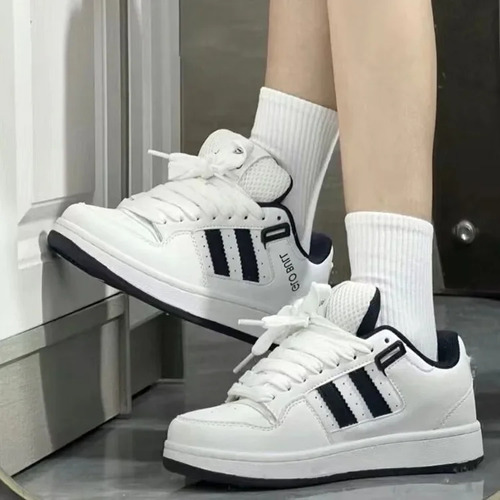 Zapatillas Blancas Con Parte Superior Baja, Zapatos Deportivos Casuales Para Mujer