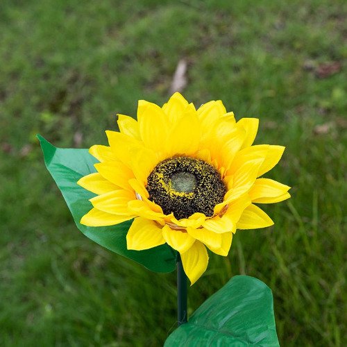 A 4pcs Luz Solar Girasol Césped Jardín Piso Farola