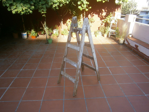 Escalera Doble Hoja De 4 Escalones Marrón Claro (Usado)