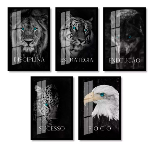 Quadros Decorativos Animais Frase Motivação Moldura E Vidro