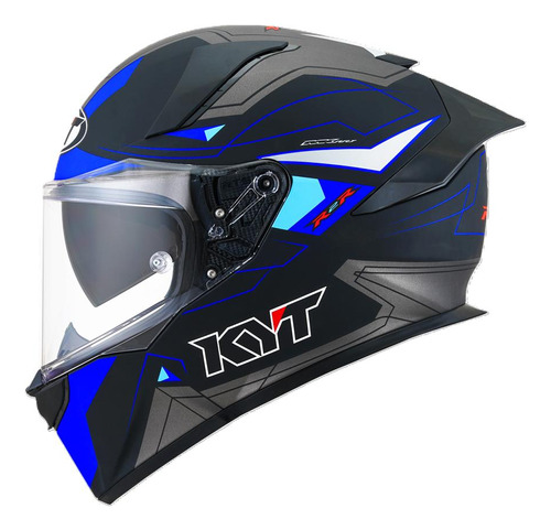 Capacete Kyt R2r Led Azul Fosco Esportivo Moto Gp Óculos