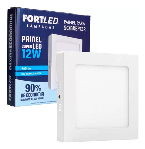 Painel Plafon Sobrepor Led 12w Quadrado 17x17 Slim 6500k