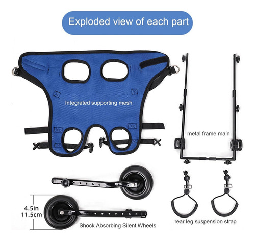 Silla De Ruedas Para Perros Aleación De Aluminio Ajustable