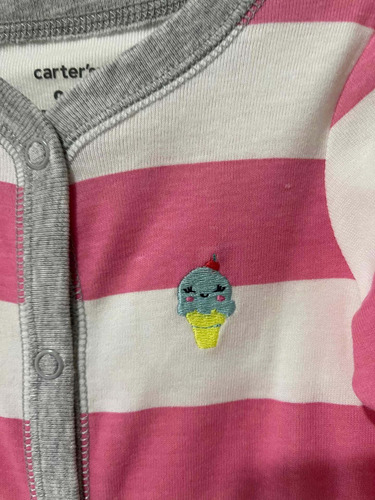 Mameluco Manga Larga Carter´s Rosa Con Blanco