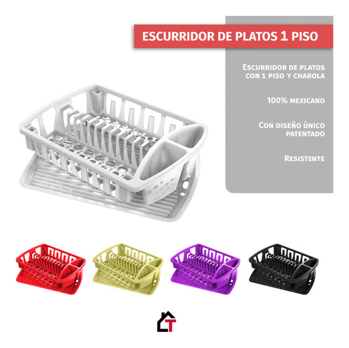 Escurridor De Platos 1 Piso De Plástico Blanco