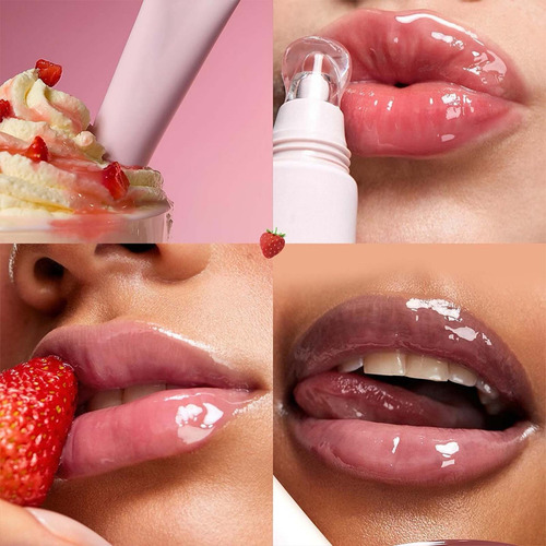 Água, Lábios Brilhantes E Brilhantes Com Brilho Labial Hidra