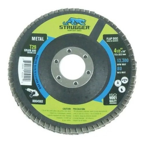 Disco De Lija (flap Disc) Para Metal 4 1/2 X 7/8 Grano A80