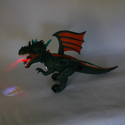 Dinosaurio Dragon Camina Lanza Spray Con Luz Sonido Proyecta Color Verde