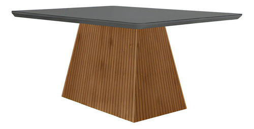 Mesa de comedor Aida de 120 cm en MDF y vidrio con tapa en forma de copa en las esquinas, tapa grafito, rasgadura imb, serig. Grafito