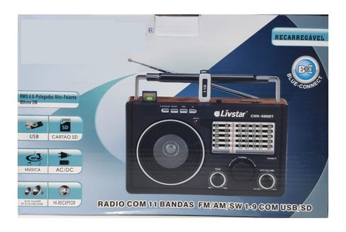 Imagem 2 de 5 de Radio Portatil Analogico Ondas Curta Recarregavel 3em1 Usb