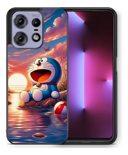 Funda Motorola Doraemon Gato Cósmico Azul Robot Atardecer