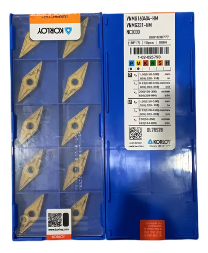 Insert Giratorio Vnmg160404-hm Nc3030 100% Original, 10 Uni
